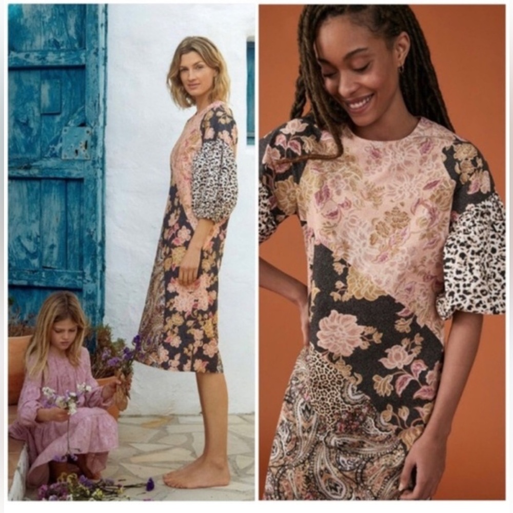 Anthropologie x kachel Evangeline  Floral and Animal Print Dress
